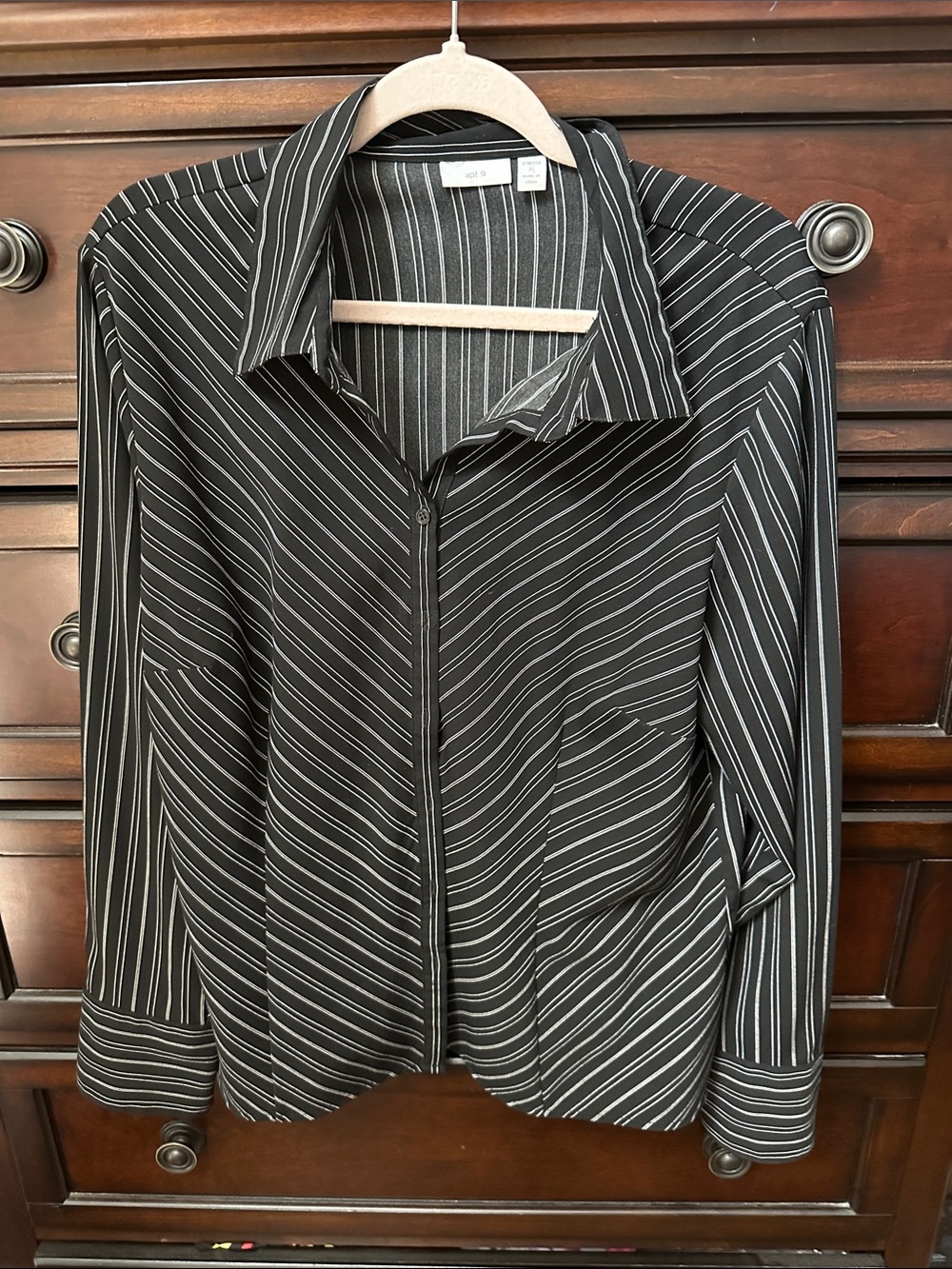 Apt. 9 Black and White Striped Button-Down Shirt